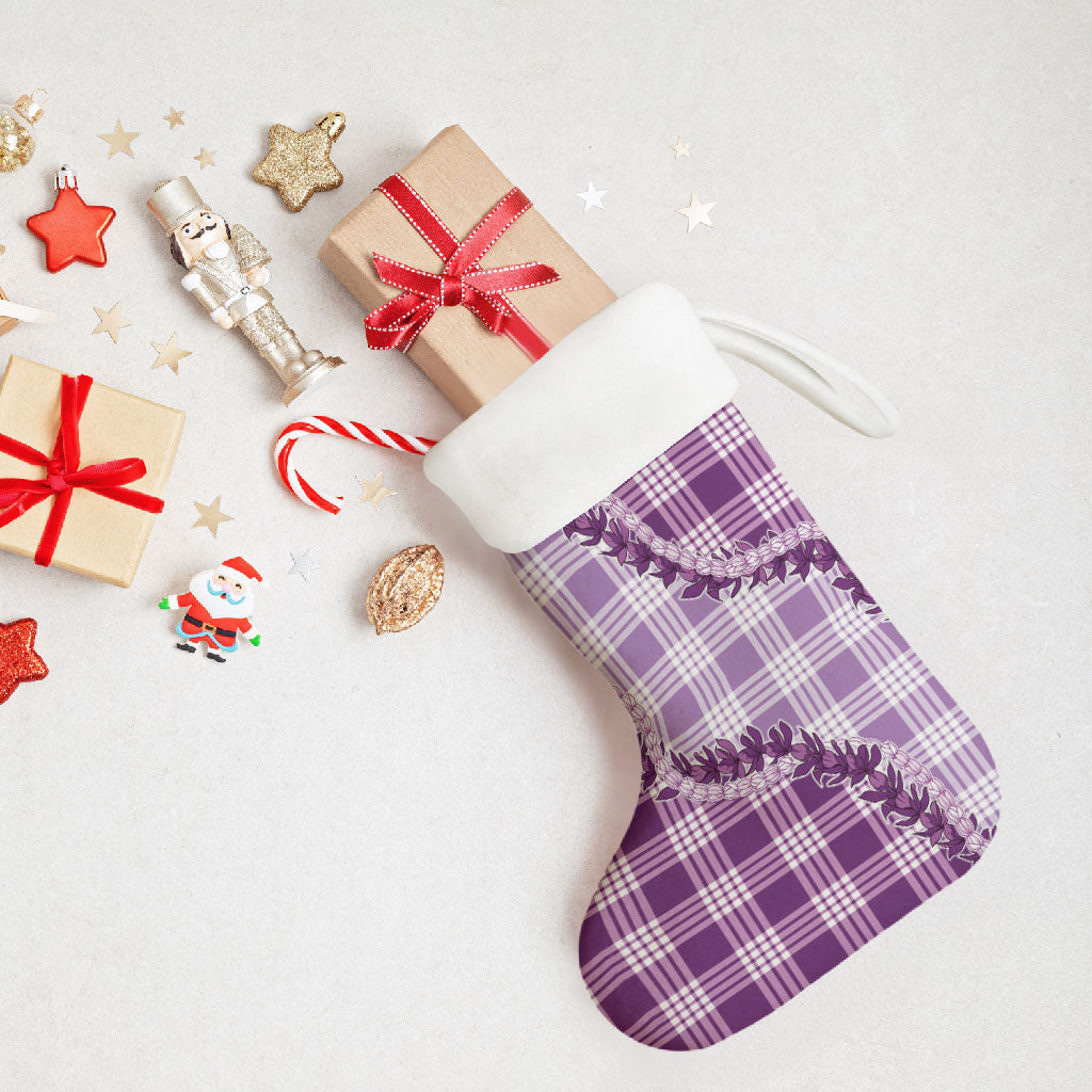 Violet Hawaii Palaka Christmas Stocking Hawaiian Pikake Lei