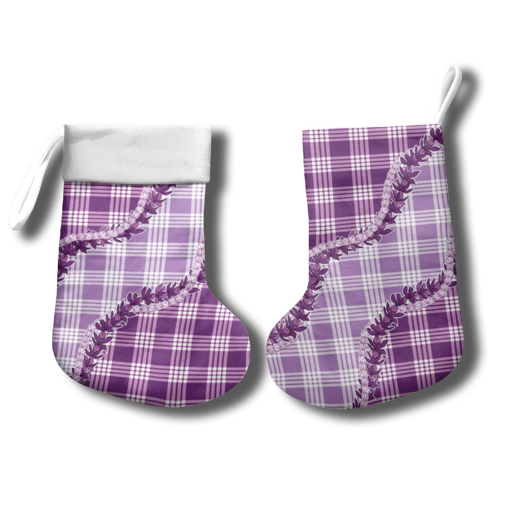 Violet Hawaii Palaka Christmas Stocking Hawaiian Pikake Lei