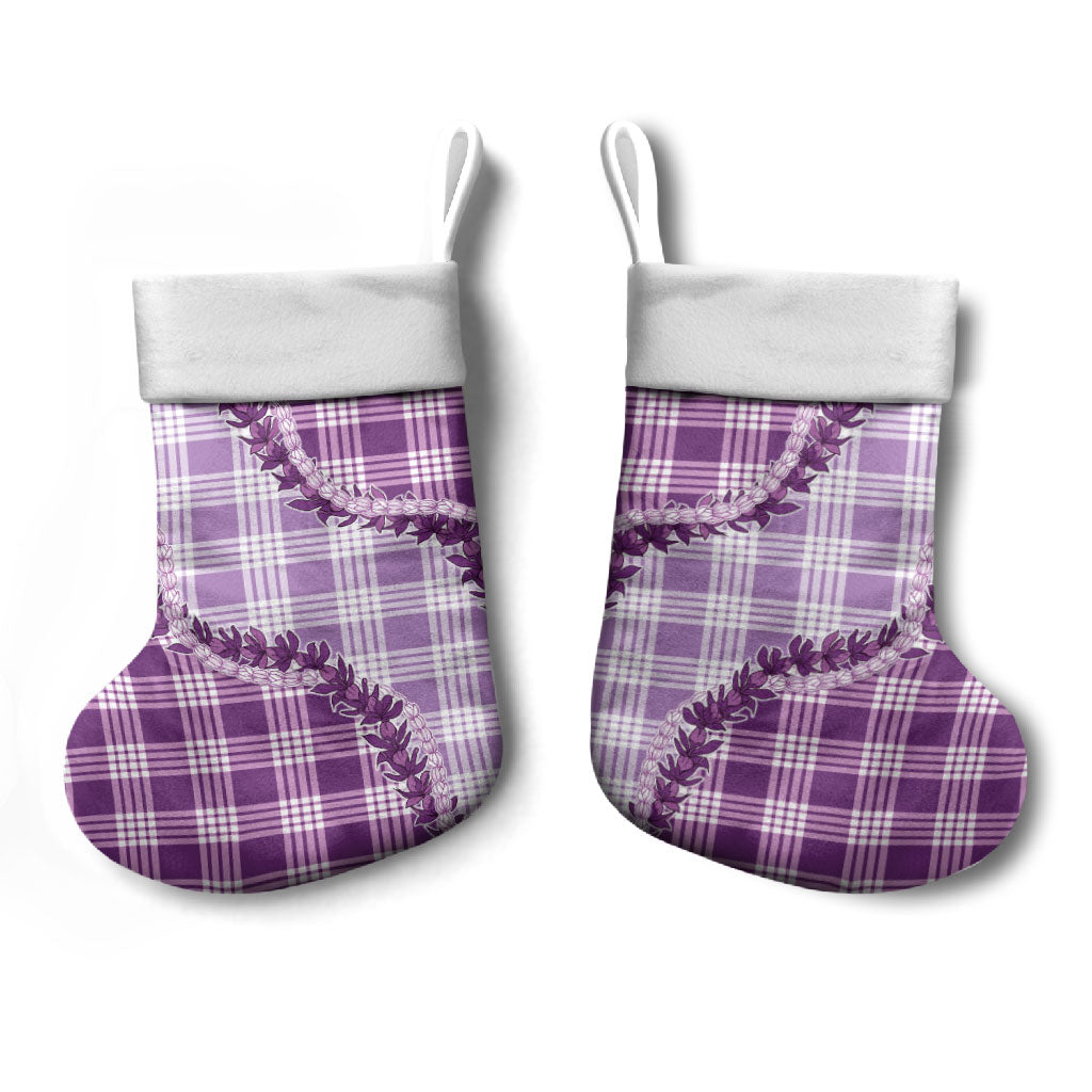 Violet Hawaii Palaka Christmas Stocking Hawaiian Pikake Lei
