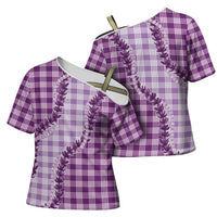 Violet Hawaii Palaka Cross Shoulder Shirt Hawaiian Pikake Lei LT05 - Polynesian Pride