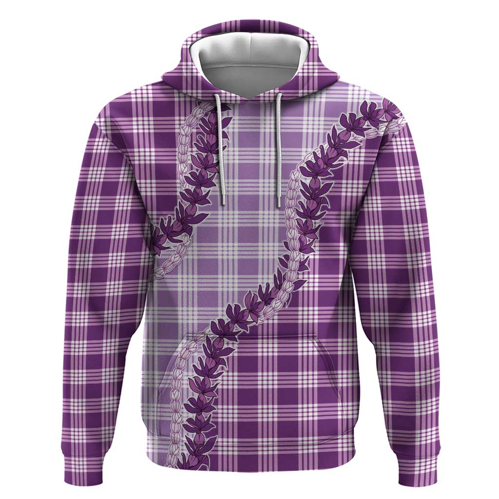 Violet Hawaii Palaka Hoodie Hawaiian Pikake Lei LT05 Pullover Hoodie Violet - Polynesian Pride
