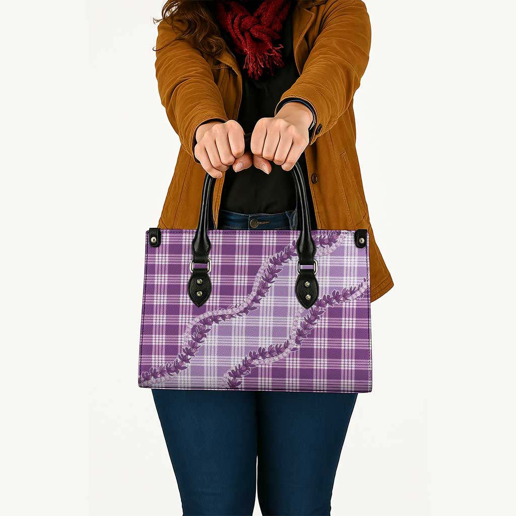Violet Hawaii Palaka Leather Bag Hawaiian Pikake Lei LT05 - Polynesian Pride
