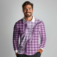 Violet Hawaii Palaka Long Sleeve Polo Shirt Hawaiian Pikake Lei LT05 - Polynesian Pride