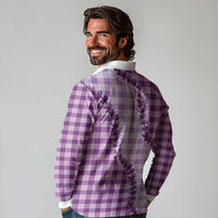 Violet Hawaii Palaka Long Sleeve Polo Shirt Hawaiian Pikake Lei LT05 - Polynesian Pride