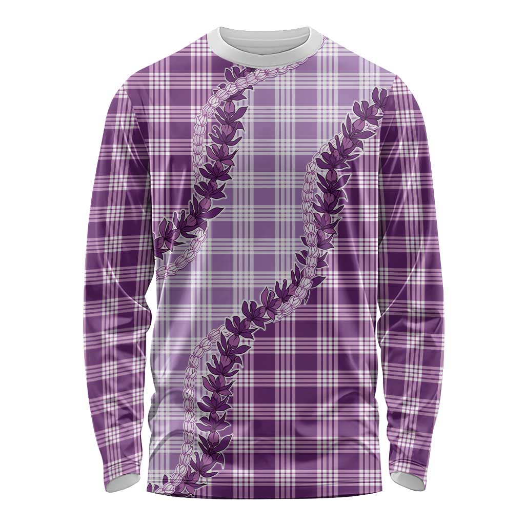 Violet Hawaii Palaka Long Sleeve Shirt Hawaiian Pikake Lei LT05 Unisex Violet - Polynesian Pride