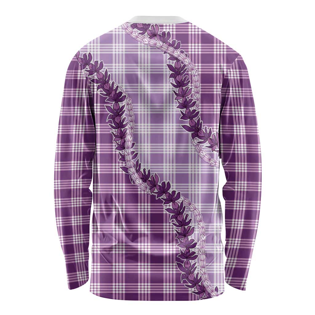 Violet Hawaii Palaka Long Sleeve Shirt Hawaiian Pikake Lei LT05 - Polynesian Pride