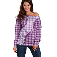 Violet Hawaii Palaka Off Shoulder Sweater Hawaiian Pikake Lei LT05 Women Violet - Polynesian Pride