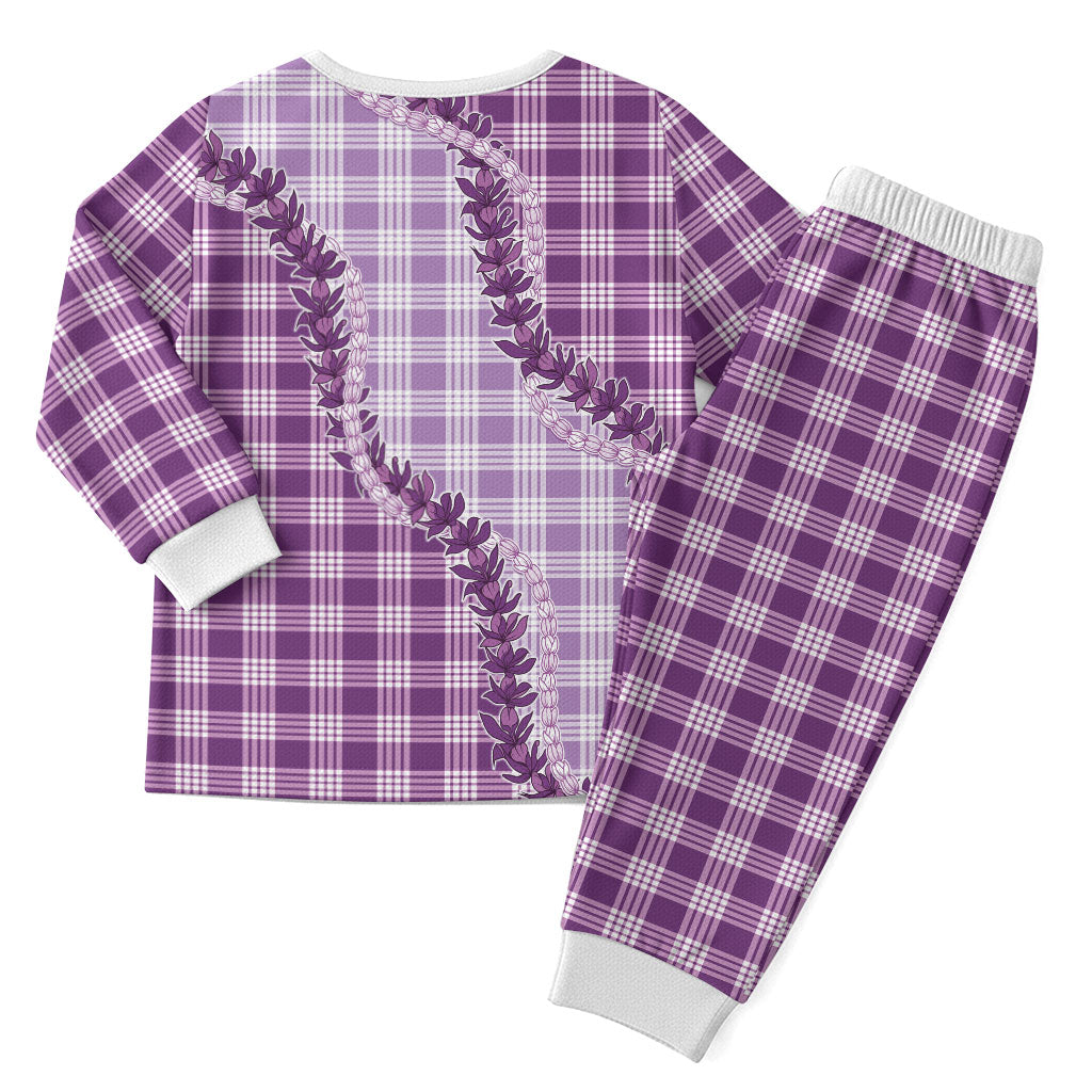 Violet Hawaii Palaka Christmas Pajama Set Hawaiian Pikake Lei