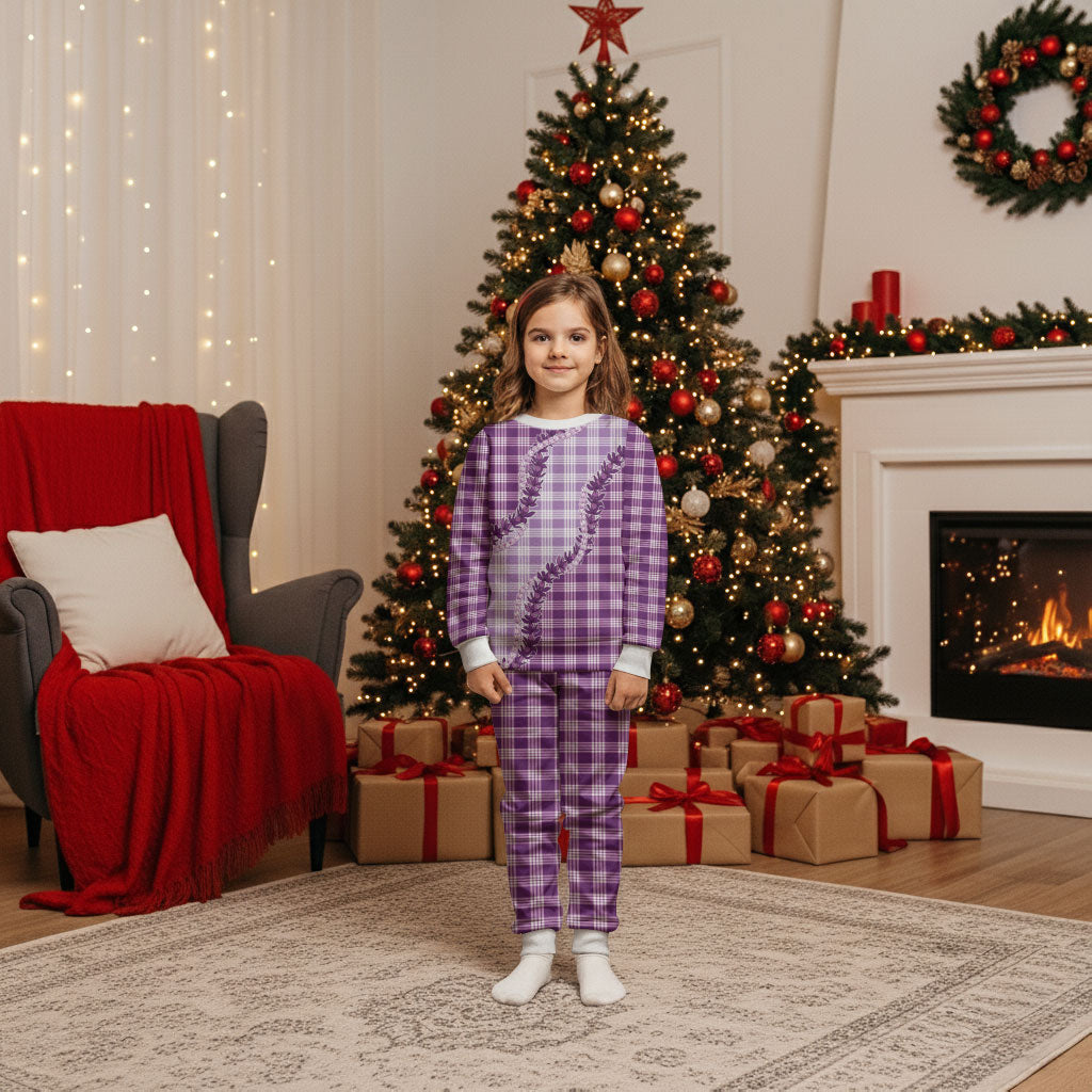 Violet Hawaii Palaka Christmas Pajama Set Hawaiian Pikake Lei