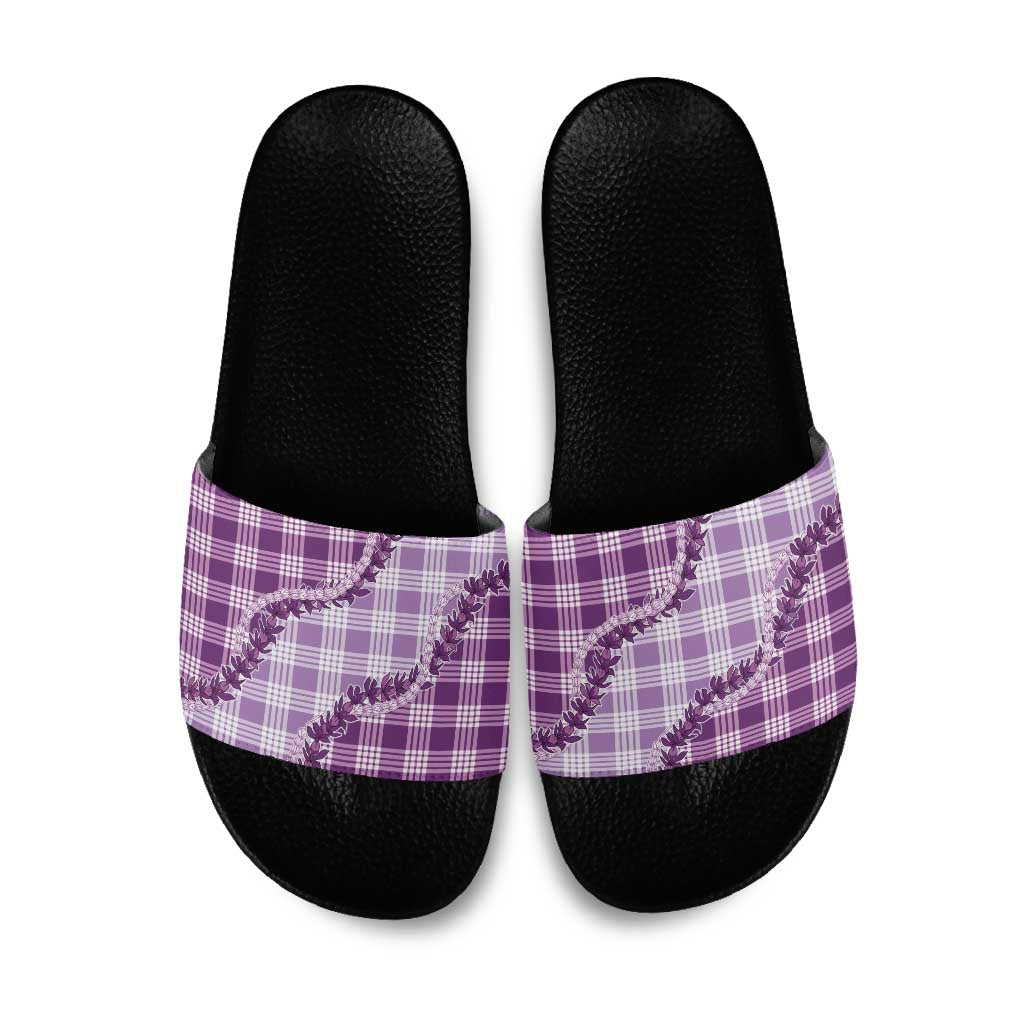 Violet Hawaii Palaka Slide Sandals Hawaiian Pikake Lei LT05 Violet - Polynesian Pride