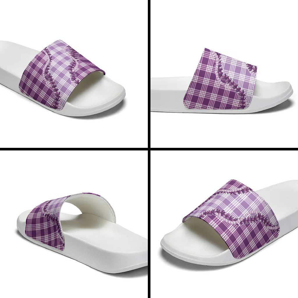 Violet Hawaii Palaka Slide Sandals Hawaiian Pikake Lei LT05 - Polynesian Pride