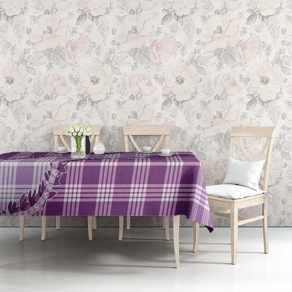 Violet Hawaii Palaka Tablecloth Hawaiian Pikake Lei LT05 - Polynesian Pride