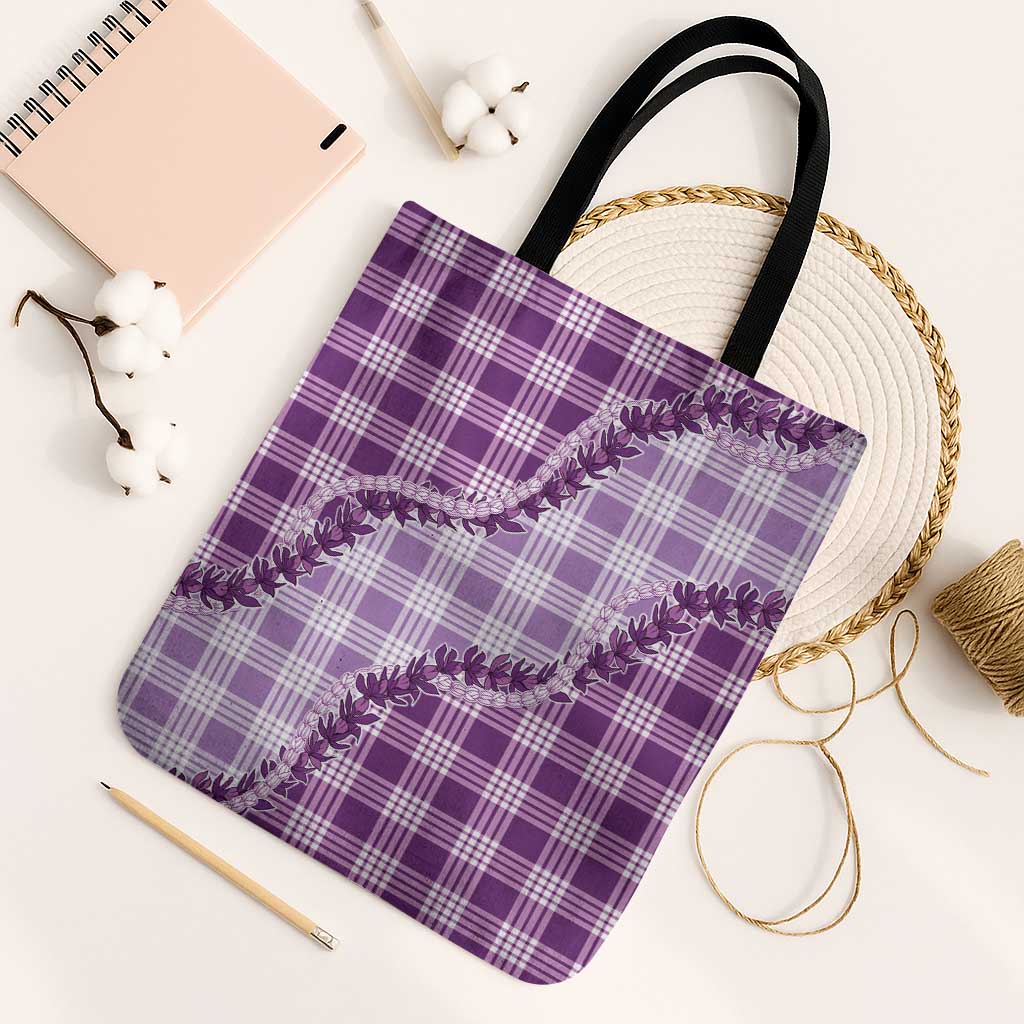 Violet Hawaii Palaka Tote Bag Hawaiian Pikake Lei LT05 Black Strap One Size Violet - Polynesian Pride