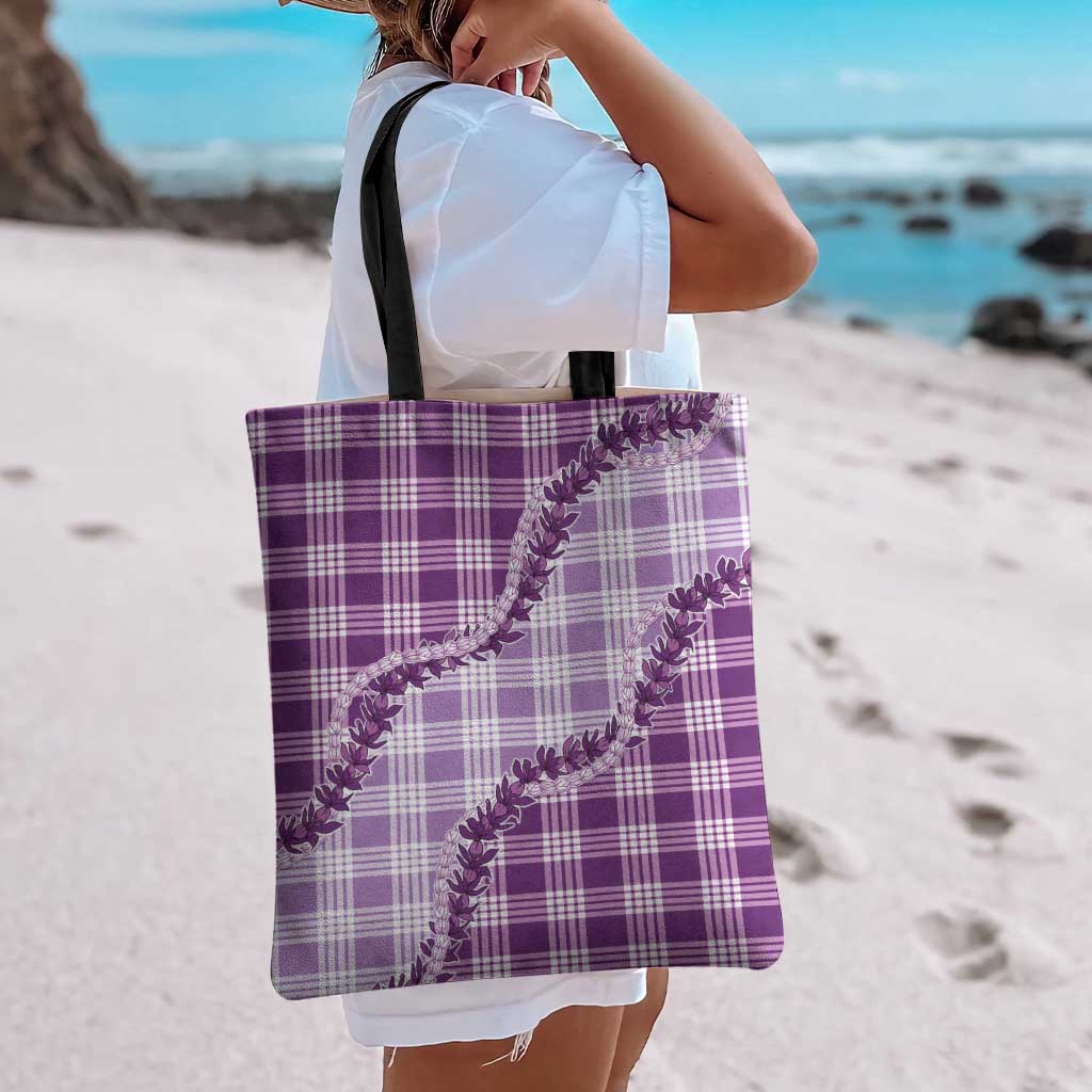 Violet Hawaii Palaka Tote Bag Hawaiian Pikake Lei LT05 - Polynesian Pride