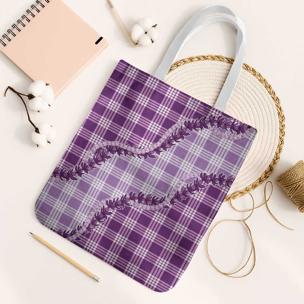 Violet Hawaii Palaka Tote Bag Hawaiian Pikake Lei LT05 White Strap One Size Violet - Polynesian Pride