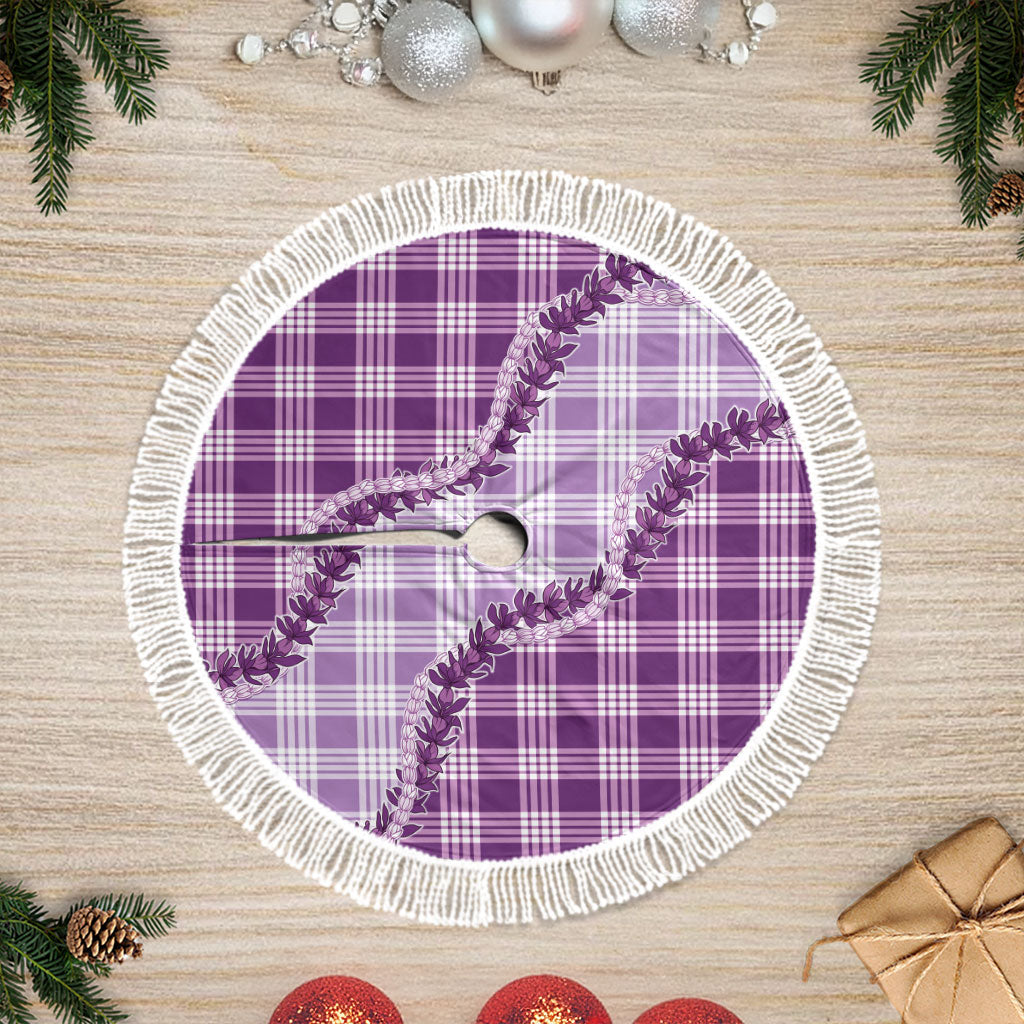 Violet Hawaii Palaka Tree Skirt Hawaiian Pikake Lei