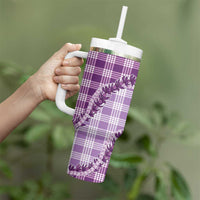 Violet Hawaii Palaka Tumbler With Handle Hawaiian Pikake Lei LT05 - Polynesian Pride