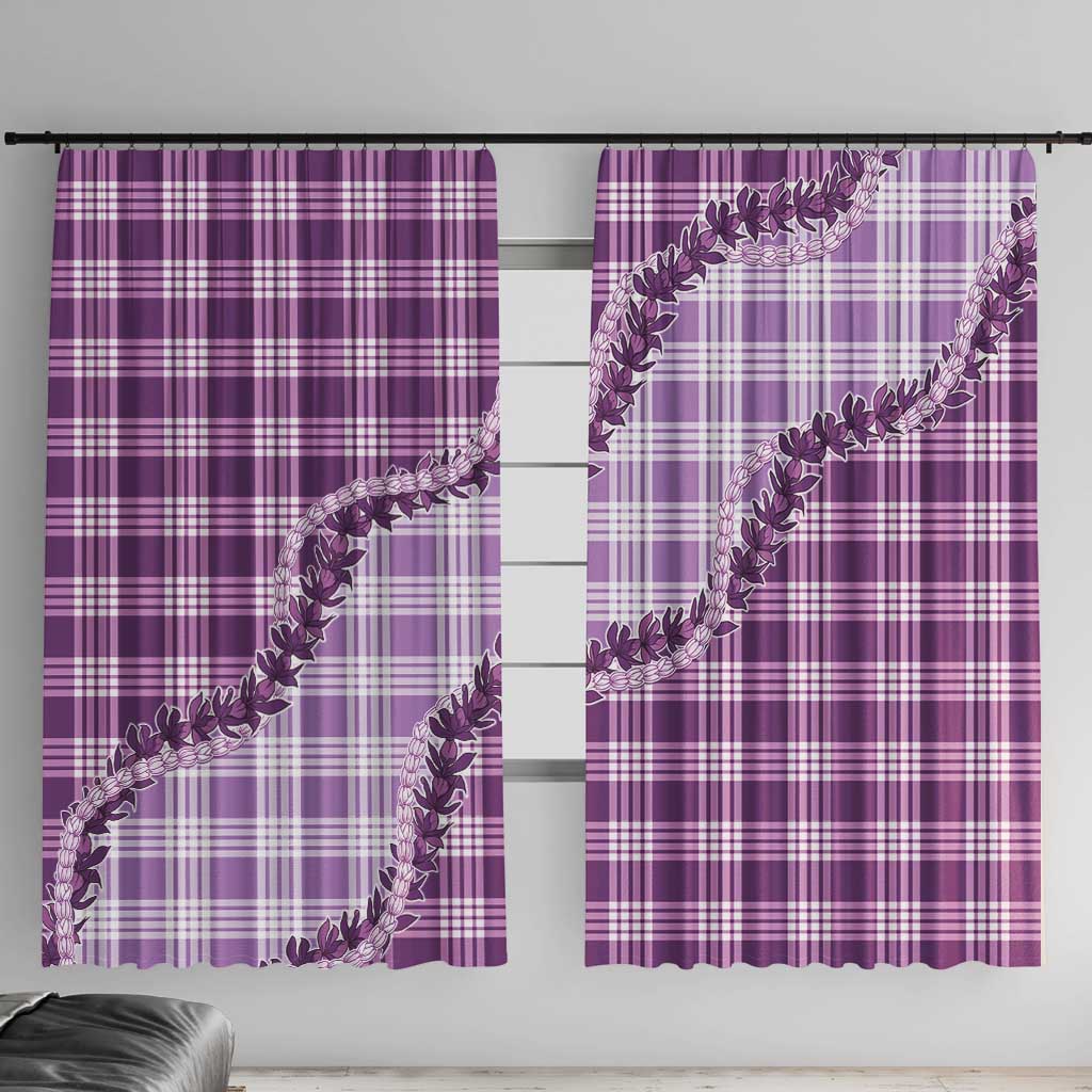 Violet Hawaii Palaka Window Curtain Hawaiian Pikake Lei LT05 With Hooks Violet - Polynesian Pride