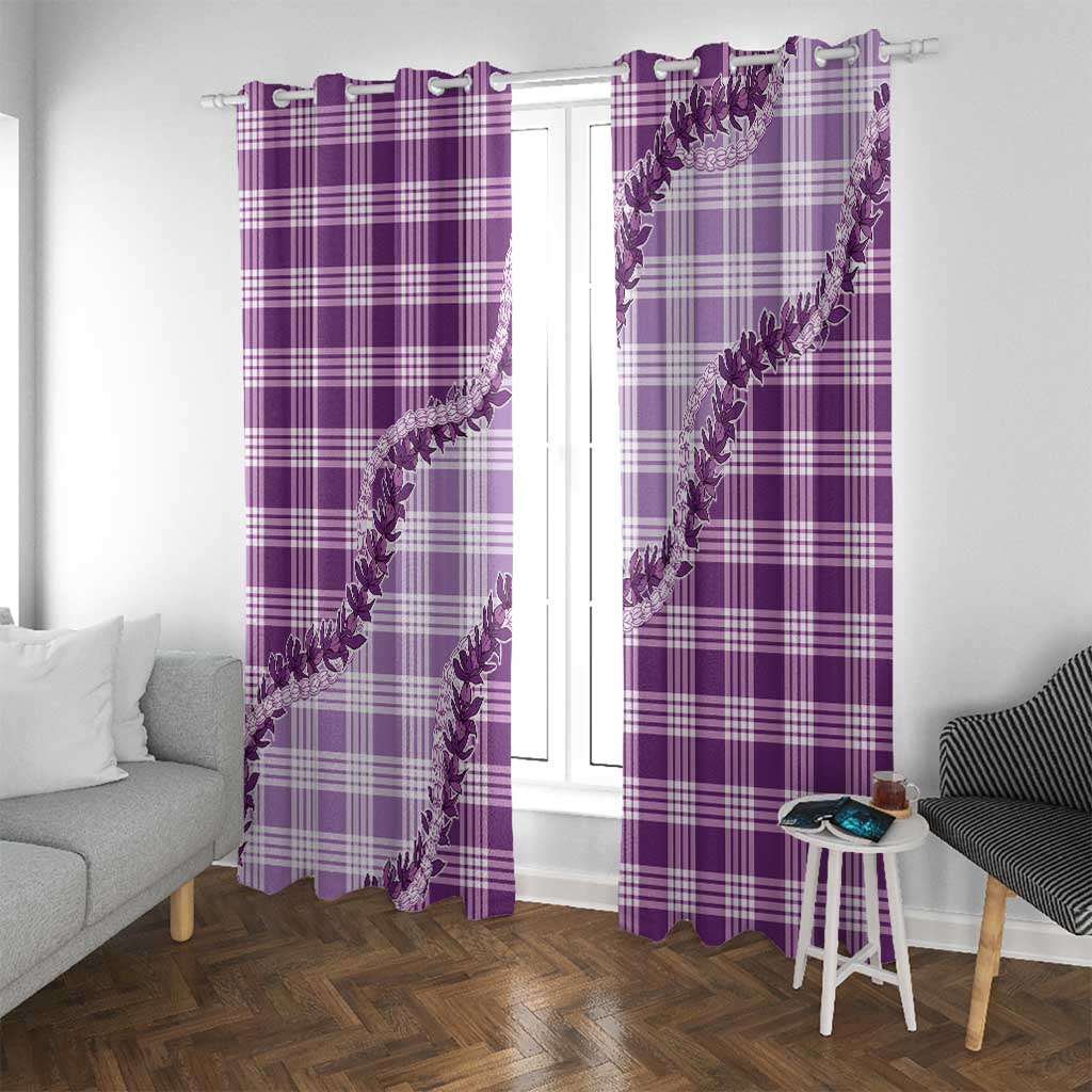 Violet Hawaii Palaka Window Curtain Hawaiian Pikake Lei LT05 With Grommets Violet - Polynesian Pride