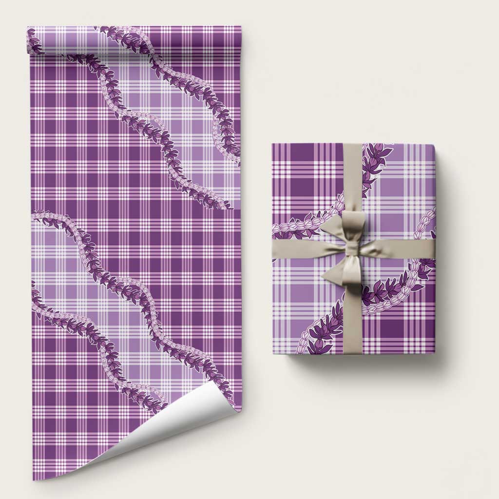 Violet Hawaii Palaka Wrapping Paper Hawaiian Pikake Lei LT05 58" × 23" Violet - Polynesian Pride
