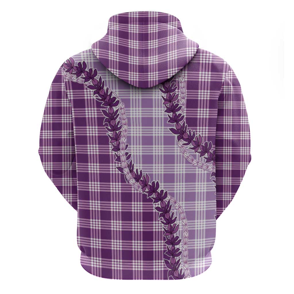 Violet Hawaii Palaka Zip Hoodie Hawaiian Pikake Lei LT05 - Polynesian Pride
