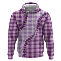 Violet Hawaii Palaka Zip Hoodie Hawaiian Pikake Lei LT05 Pullover Hoodie Violet - Polynesian Pride