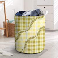 Yellow Hawaii Palaka Laundry Basket Hawaiian Pikake Lei LT05 Yellow - Polynesian Pride