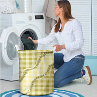 Yellow Hawaii Palaka Laundry Basket Hawaiian Pikake Lei LT05 - Polynesian Pride