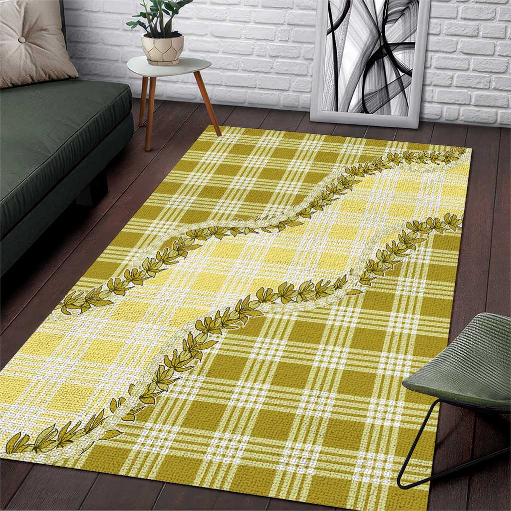 Yellow Hawaii Palaka Area Rug Hawaiian Pikake Lei LT05 Yellow - Polynesian Pride