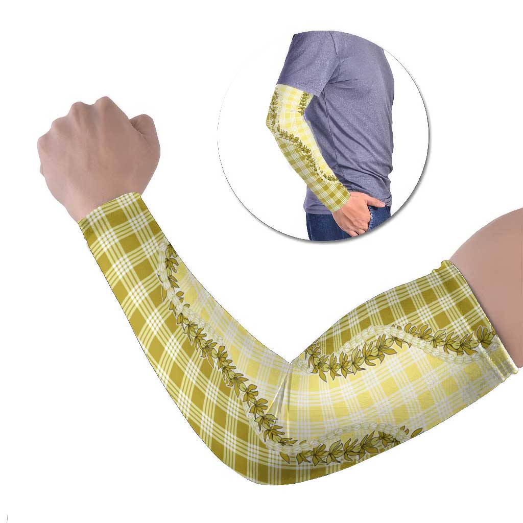 Yellow Hawaii Palaka Arm Sleeves Hawaiian Pikake Lei LT05 Set of 2 Yellow - Polynesian Pride