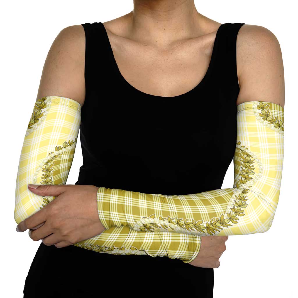 Yellow Hawaii Palaka Arm Sleeves Hawaiian Pikake Lei LT05 - Polynesian Pride