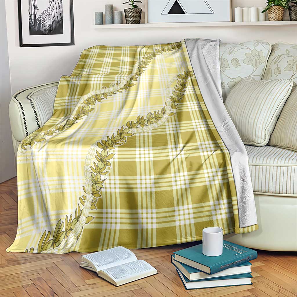 Yellow Hawaii Palaka Blanket Hawaiian Pikake Lei LT05 Yellow - Polynesian Pride