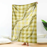 Yellow Hawaii Palaka Blanket Hawaiian Pikake Lei LT05 - Polynesian Pride
