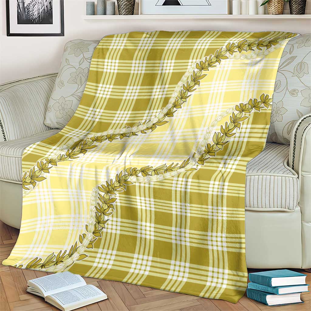Yellow Hawaii Palaka Blanket Hawaiian Pikake Lei LT05 - Polynesian Pride