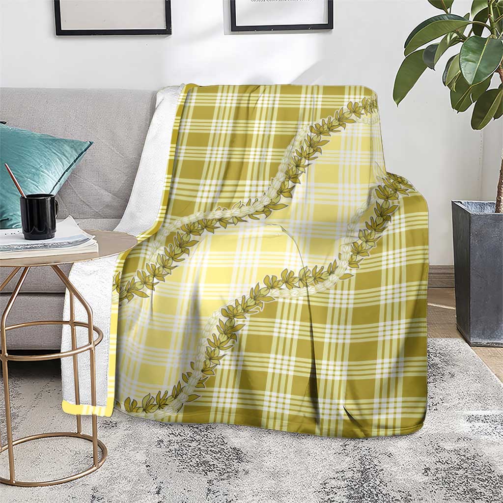 Yellow Hawaii Palaka Blanket Hawaiian Pikake Lei LT05 - Polynesian Pride