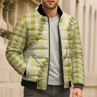Yellow Hawaii Palaka Bomber Puffer Jacket Hawaiian Pikake Lei LT05 - Polynesian Pride
