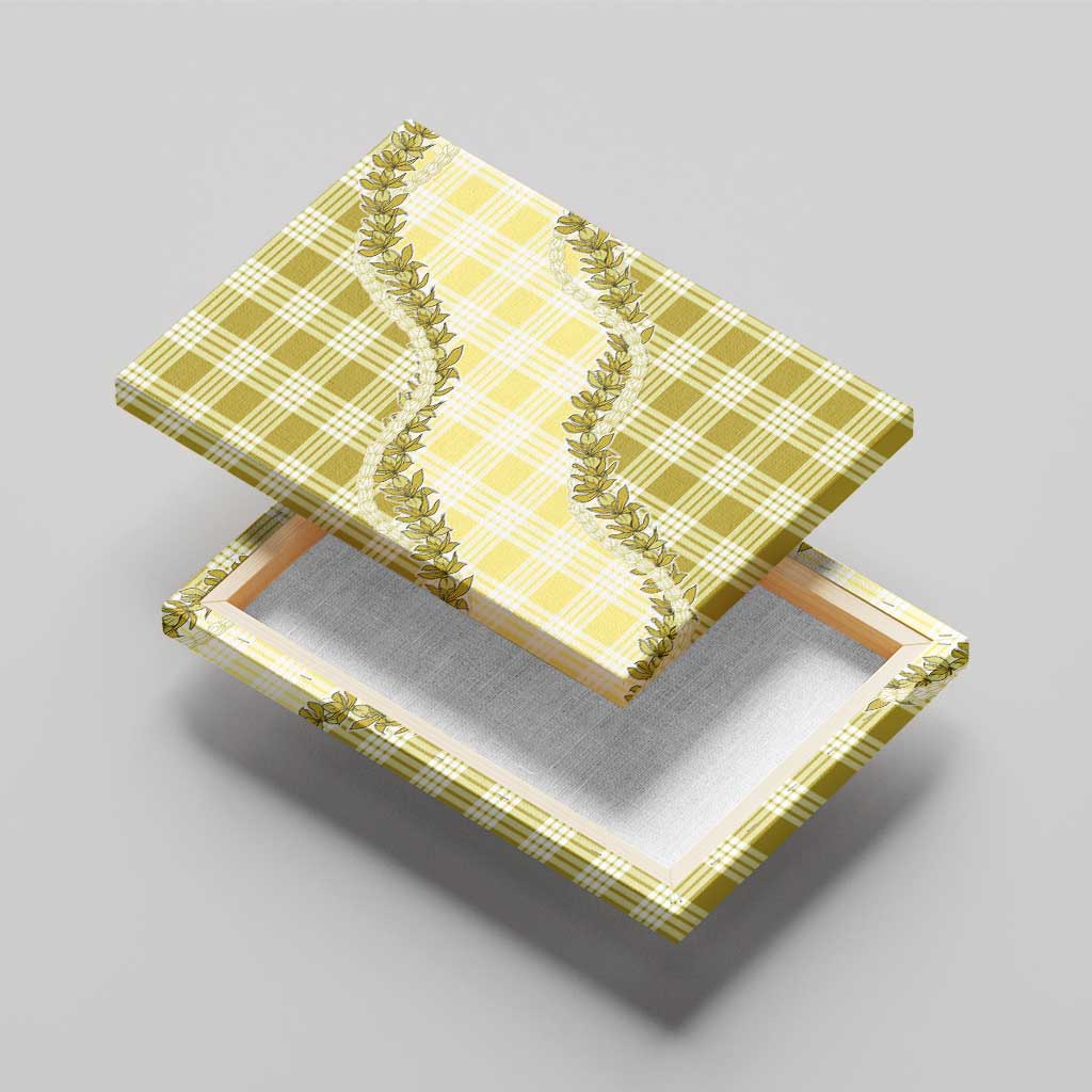 Yellow Hawaii Palaka Canvas Wall Art Hawaiian Pikake Lei LT05 - Polynesian Pride