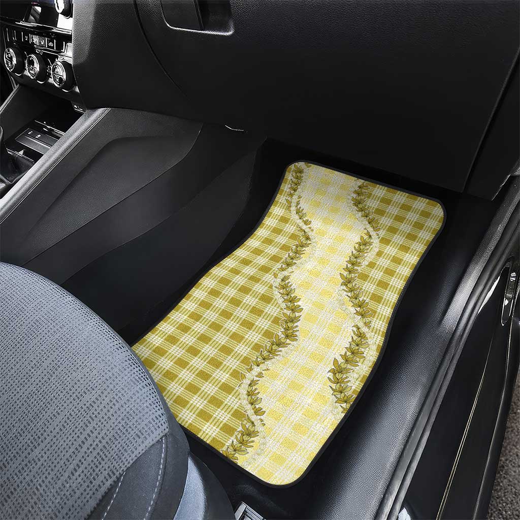 Yellow Hawaii Palaka Car Mats Hawaiian Pikake Lei LT05 - Polynesian Pride