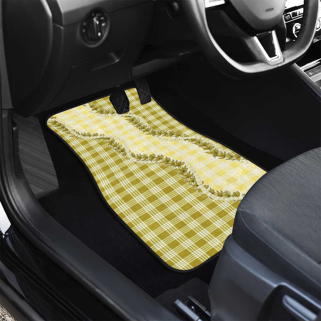 Yellow Hawaii Palaka Car Mats Hawaiian Pikake Lei LT05 - Polynesian Pride