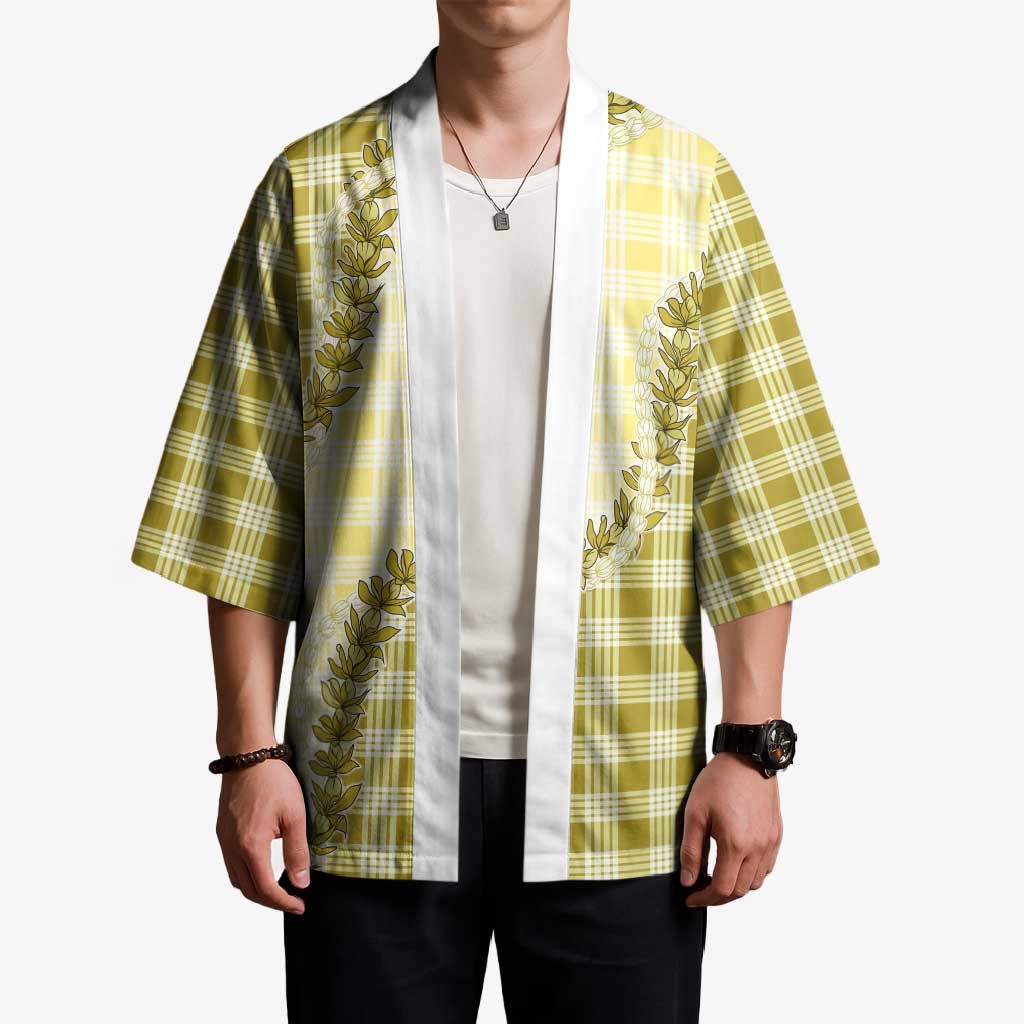 Yellow Hawaii Palaka Kimono Hawaiian Pikake Lei LT05 - Polynesian Pride