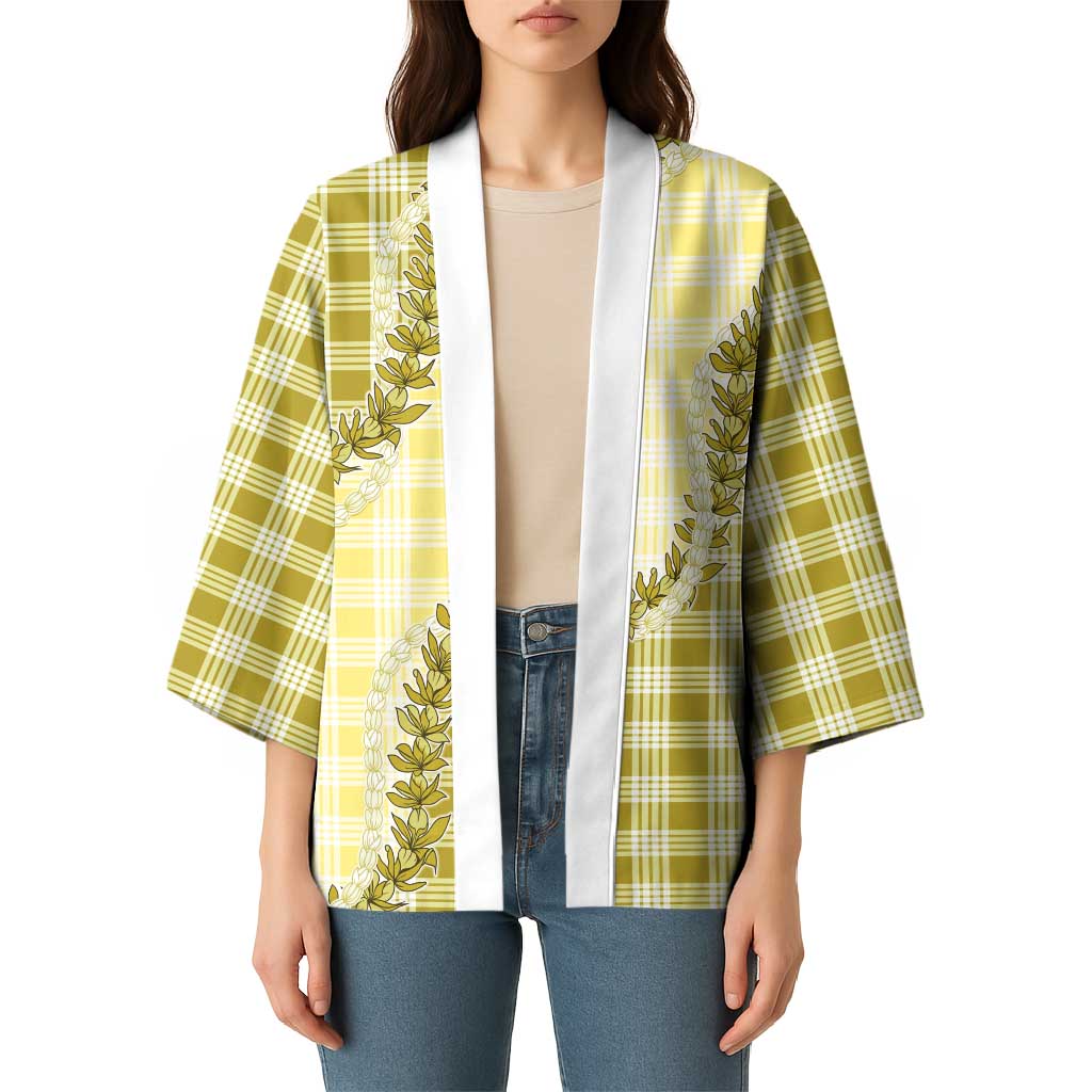 Yellow Hawaii Palaka Kimono Hawaiian Pikake Lei LT05 - Polynesian Pride
