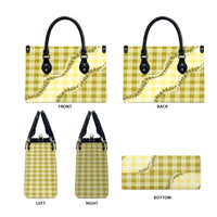 Yellow Hawaii Palaka Leather Bag Hawaiian Pikake Lei LT05 - Polynesian Pride