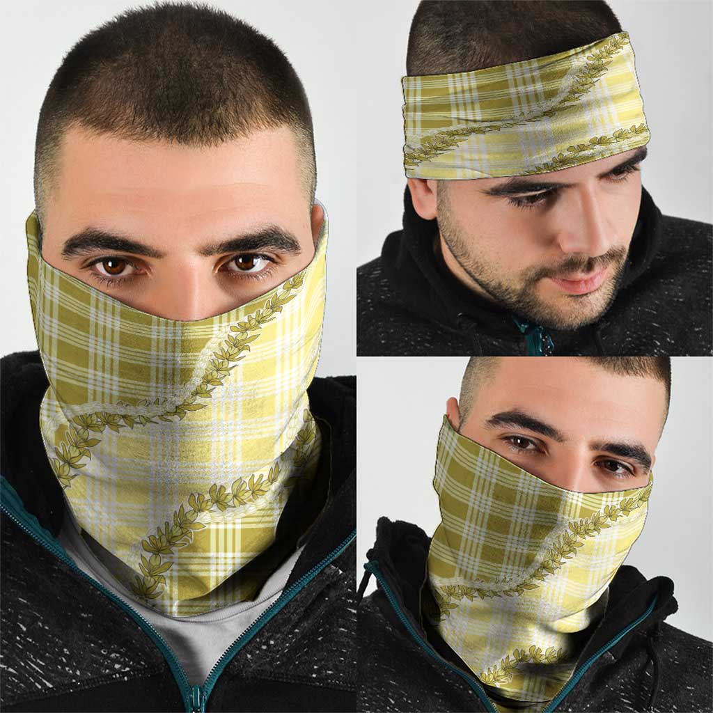 Yellow Hawaii Palaka Neck Gaiter Hawaiian Pikake Lei LT05 - Polynesian Pride