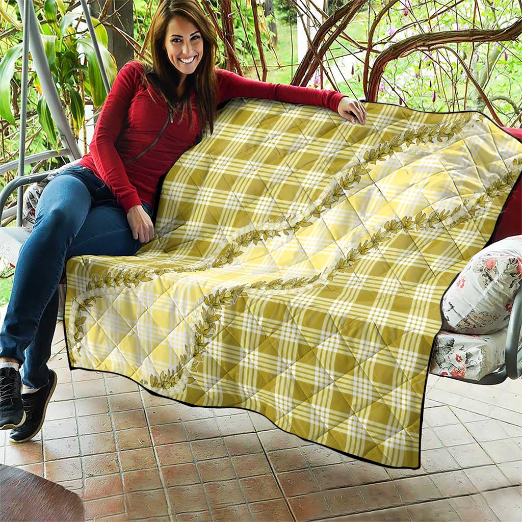 Yellow Hawaii Palaka Quilt Hawaiian Pikake Lei LT05 - Polynesian Pride