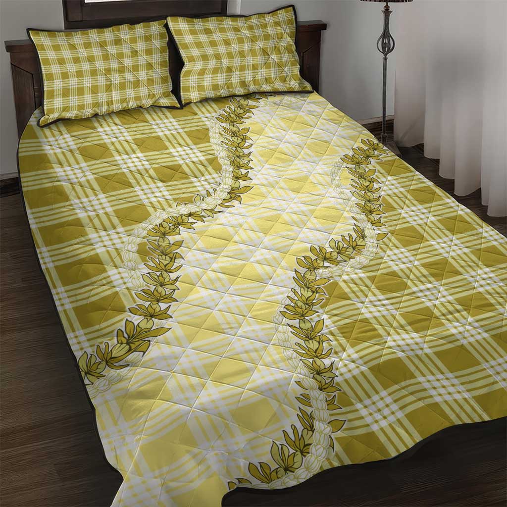 Yellow Hawaii Palaka Quilt Bed Set Hawaiian Pikake Lei LT05 Yellow - Polynesian Pride