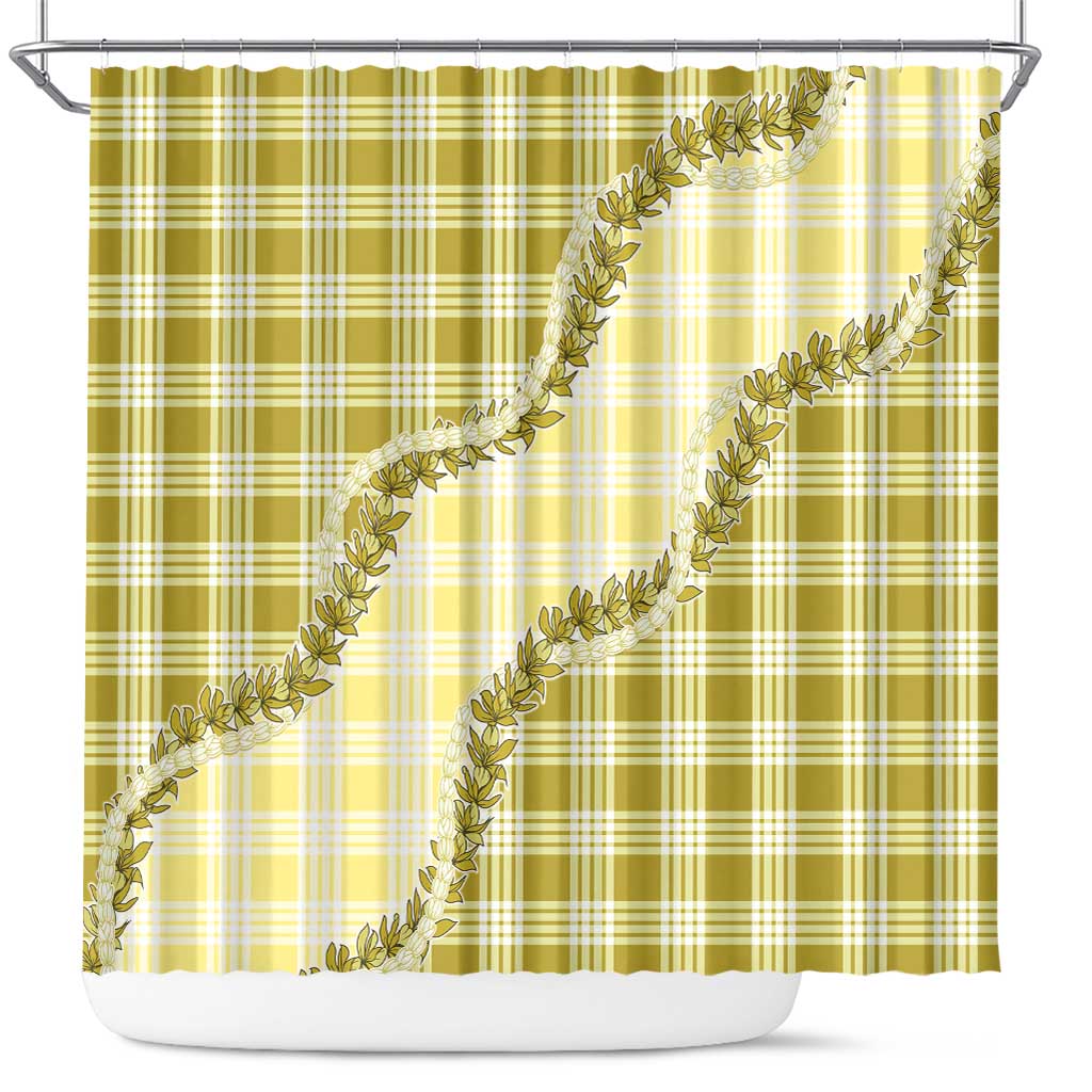 Yellow Hawaii Palaka Shower Curtain Hawaiian Pikake Lei LT05 Yellow - Polynesian Pride