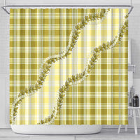 Yellow Hawaii Palaka Shower Curtain Hawaiian Pikake Lei LT05 - Polynesian Pride
