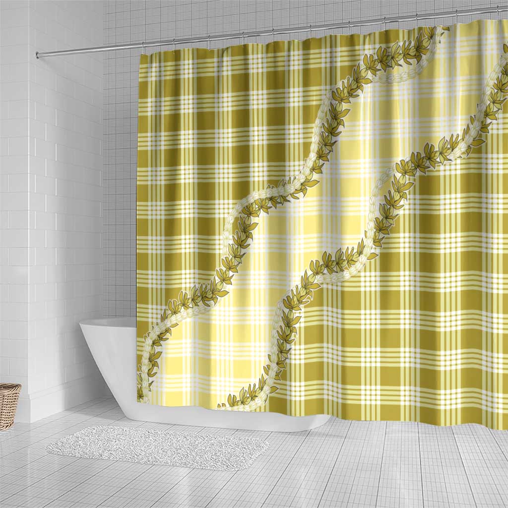 Yellow Hawaii Palaka Shower Curtain Hawaiian Pikake Lei LT05 - Polynesian Pride