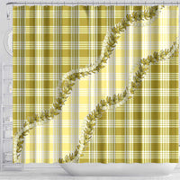 Yellow Hawaii Palaka Shower Curtain Hawaiian Pikake Lei LT05 - Polynesian Pride