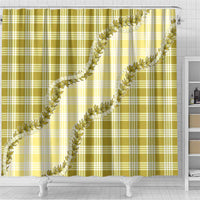 Yellow Hawaii Palaka Shower Curtain Hawaiian Pikake Lei LT05 - Polynesian Pride